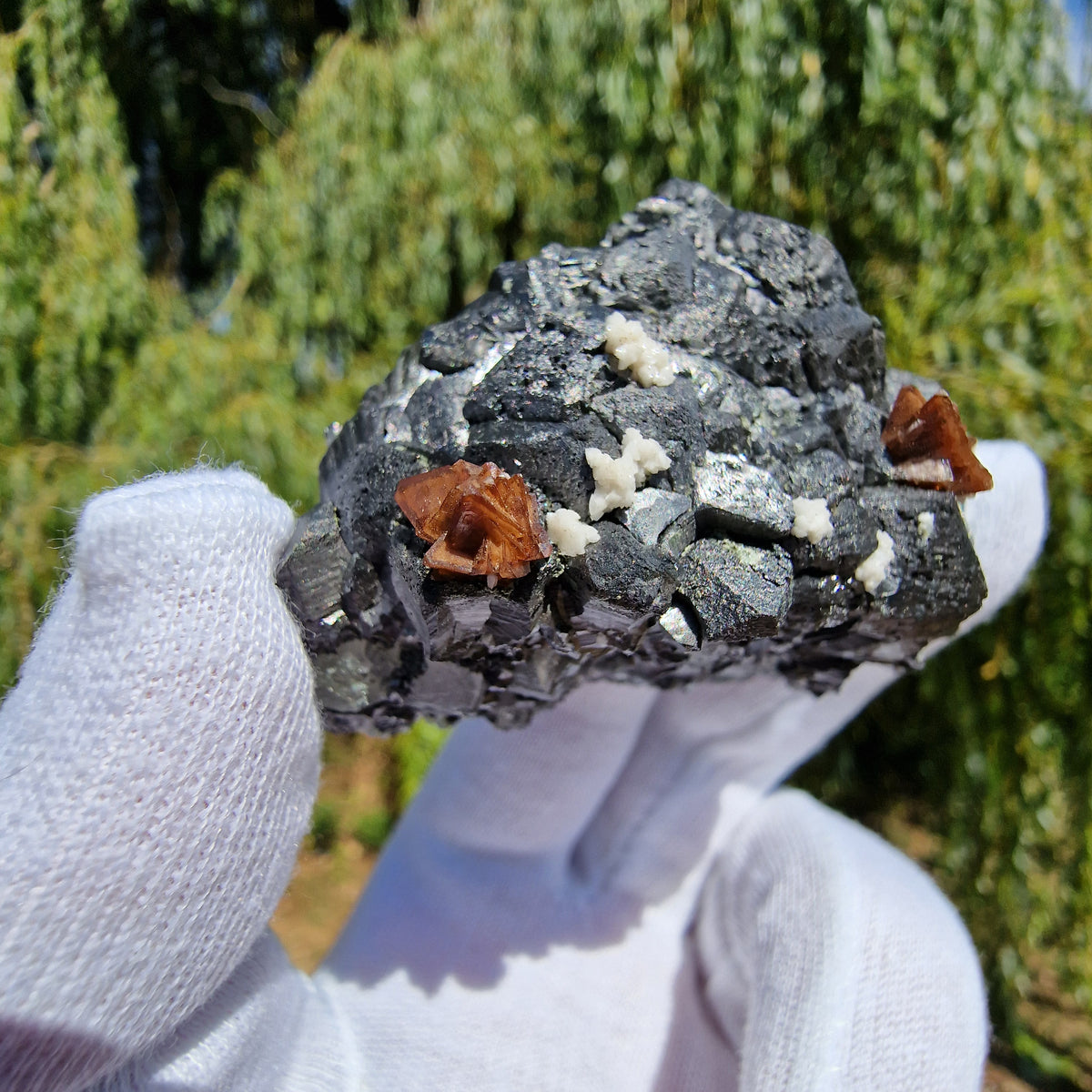 Genthelvite and Dolomite on Magnetite - Huanggang Mine, China.