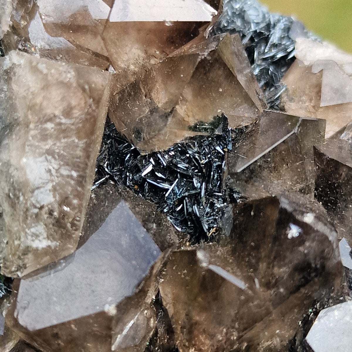 Smoky Quartz and Specularite on Hematite - Beckermet Mine, England, UK.