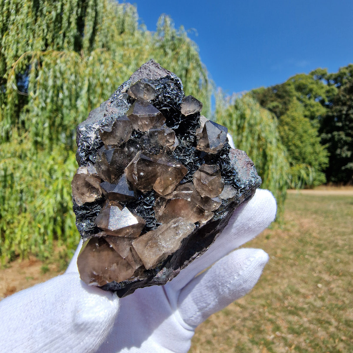 Smoky Quartz and Specularite on Hematite - Beckermet Mine, England, UK.