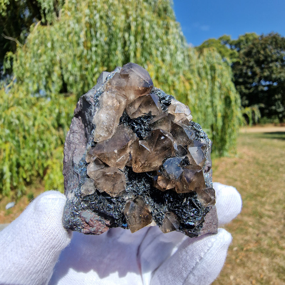 Smoky Quartz and Specularite on Hematite - Beckermet Mine, England, UK.