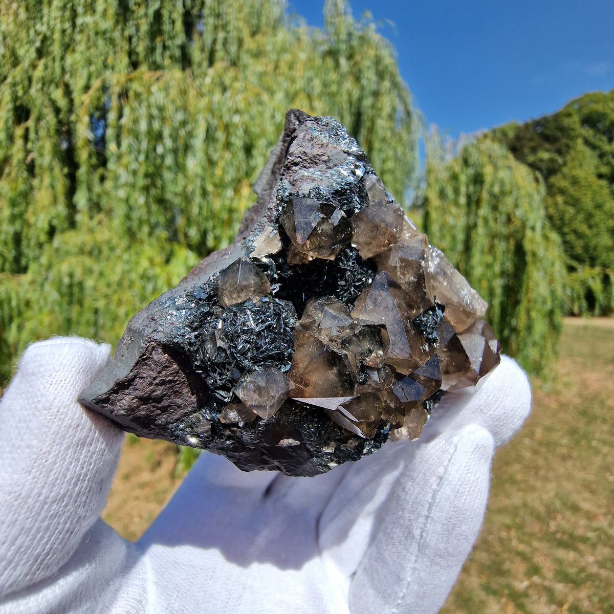Smoky Quartz and Specularite on Hematite - Beckermet Mine, England, UK.