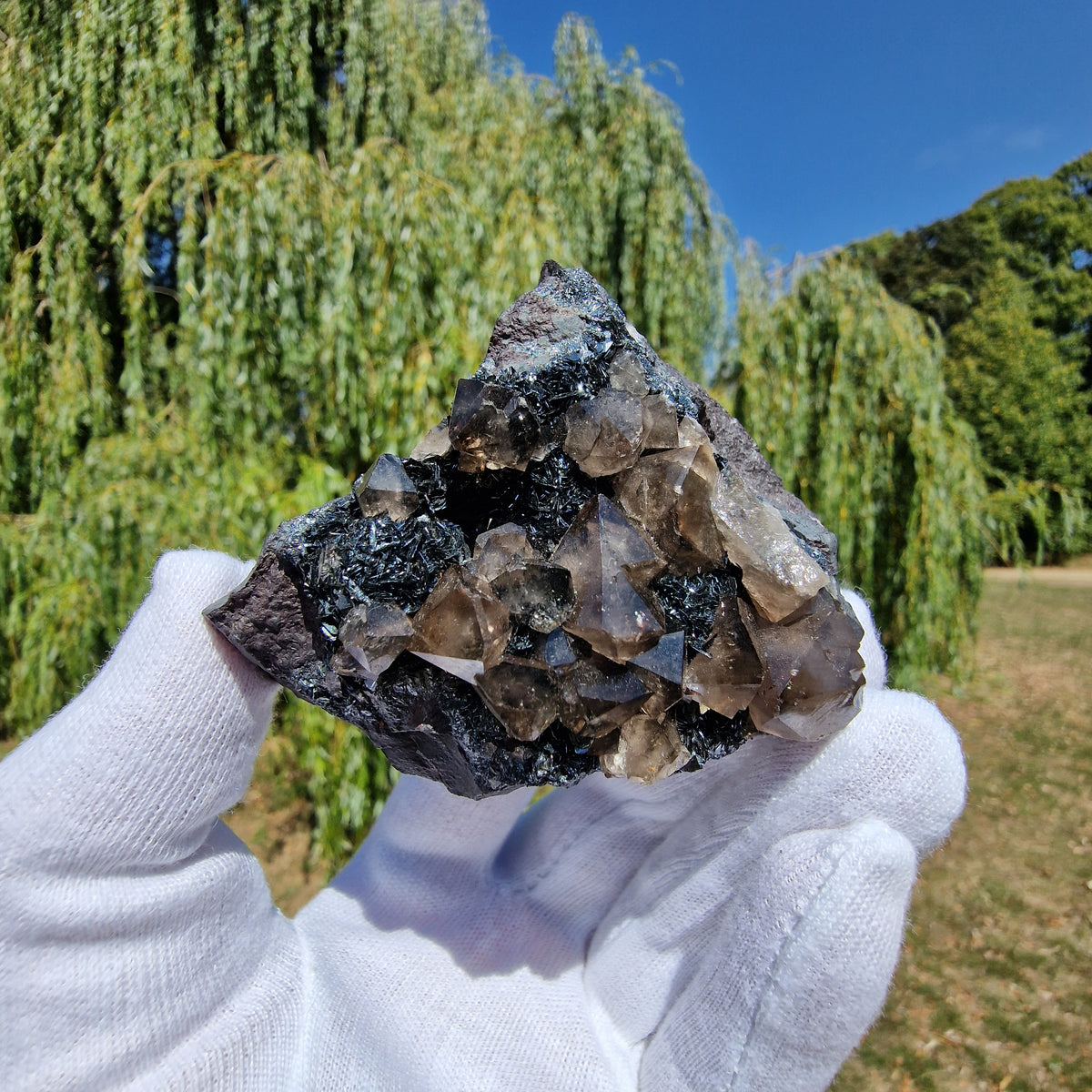 Smoky Quartz and Specularite on Hematite - Beckermet Mine, England, UK.