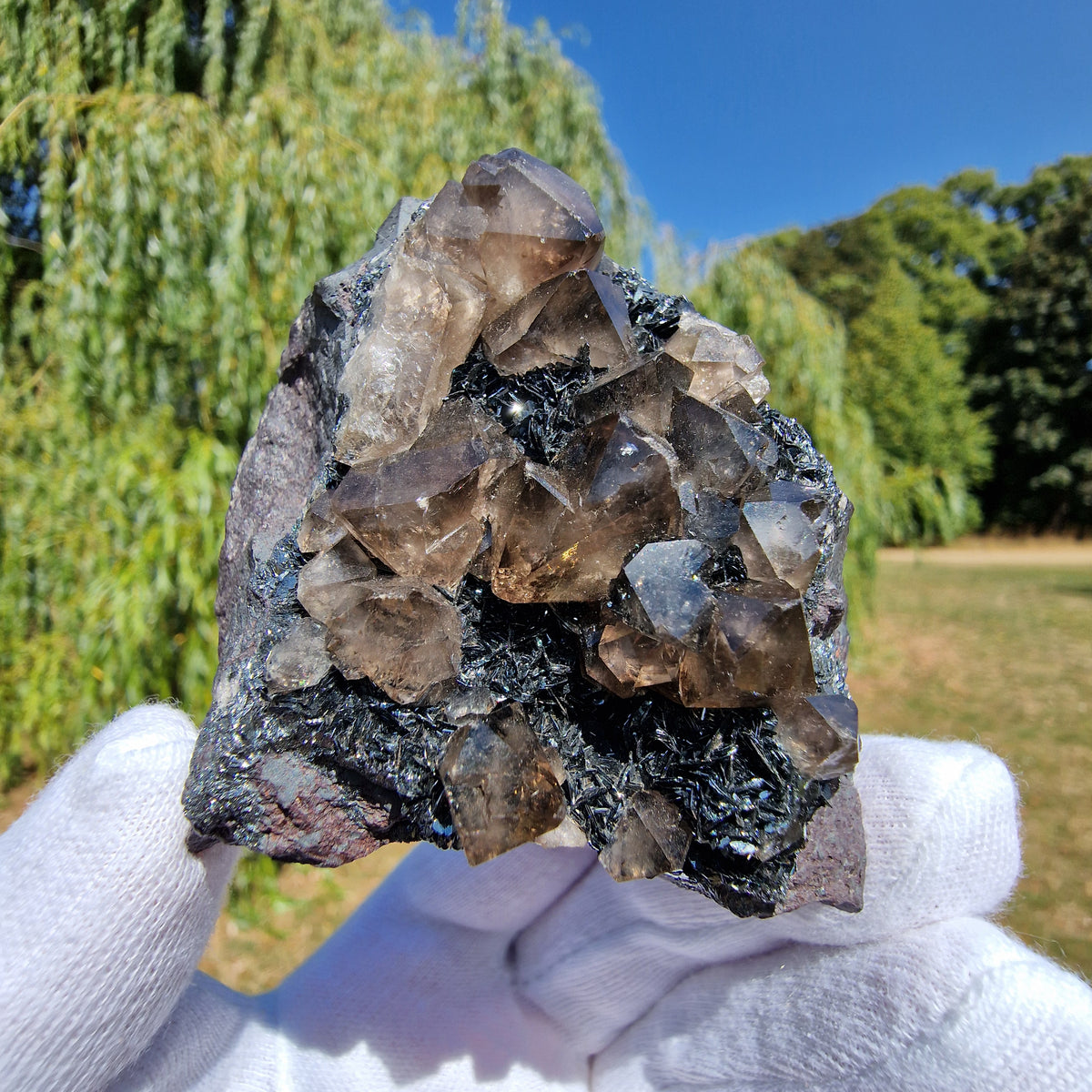 Smoky Quartz and Specularite on Hematite - Beckermet Mine, England, UK.